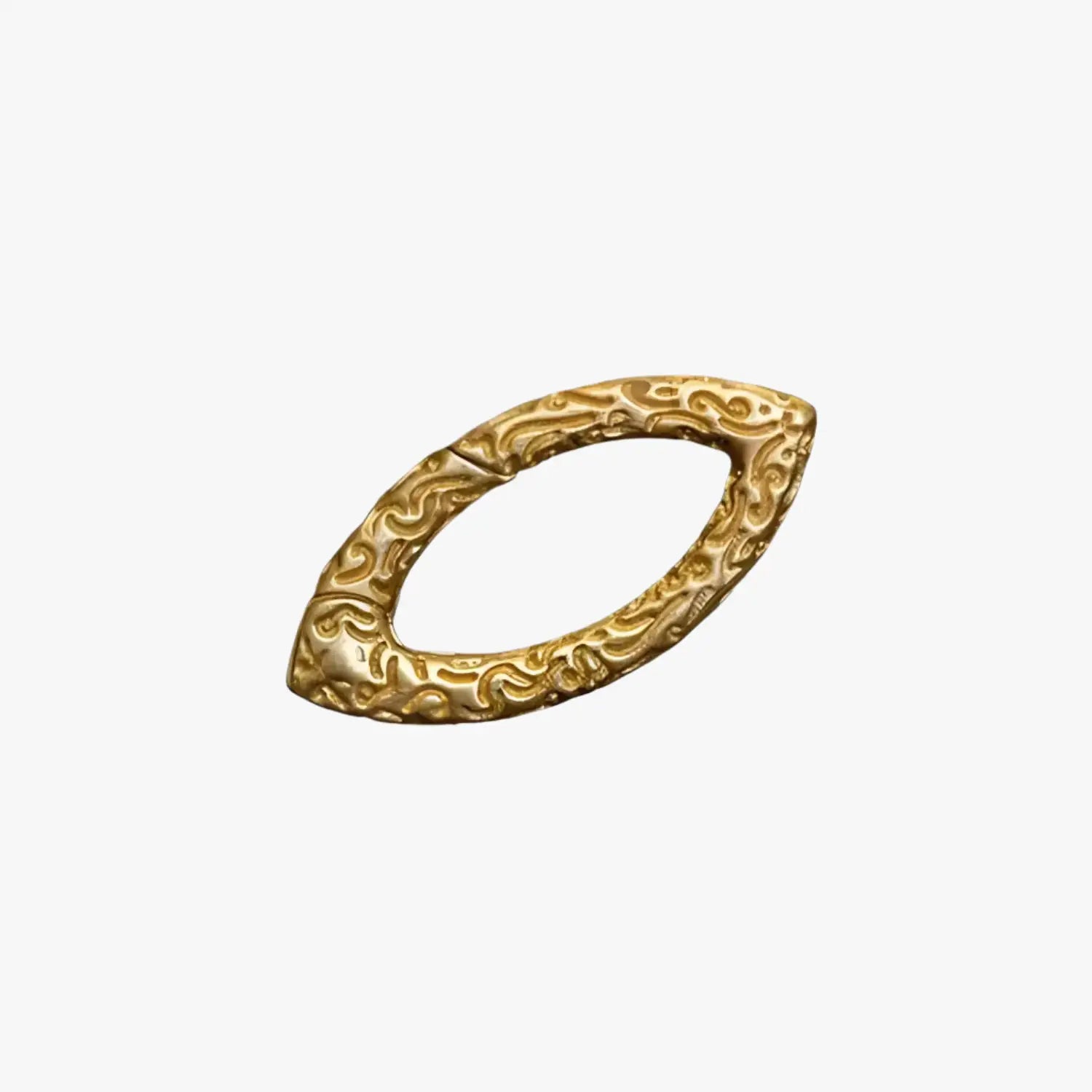 a gold ring with a design on it