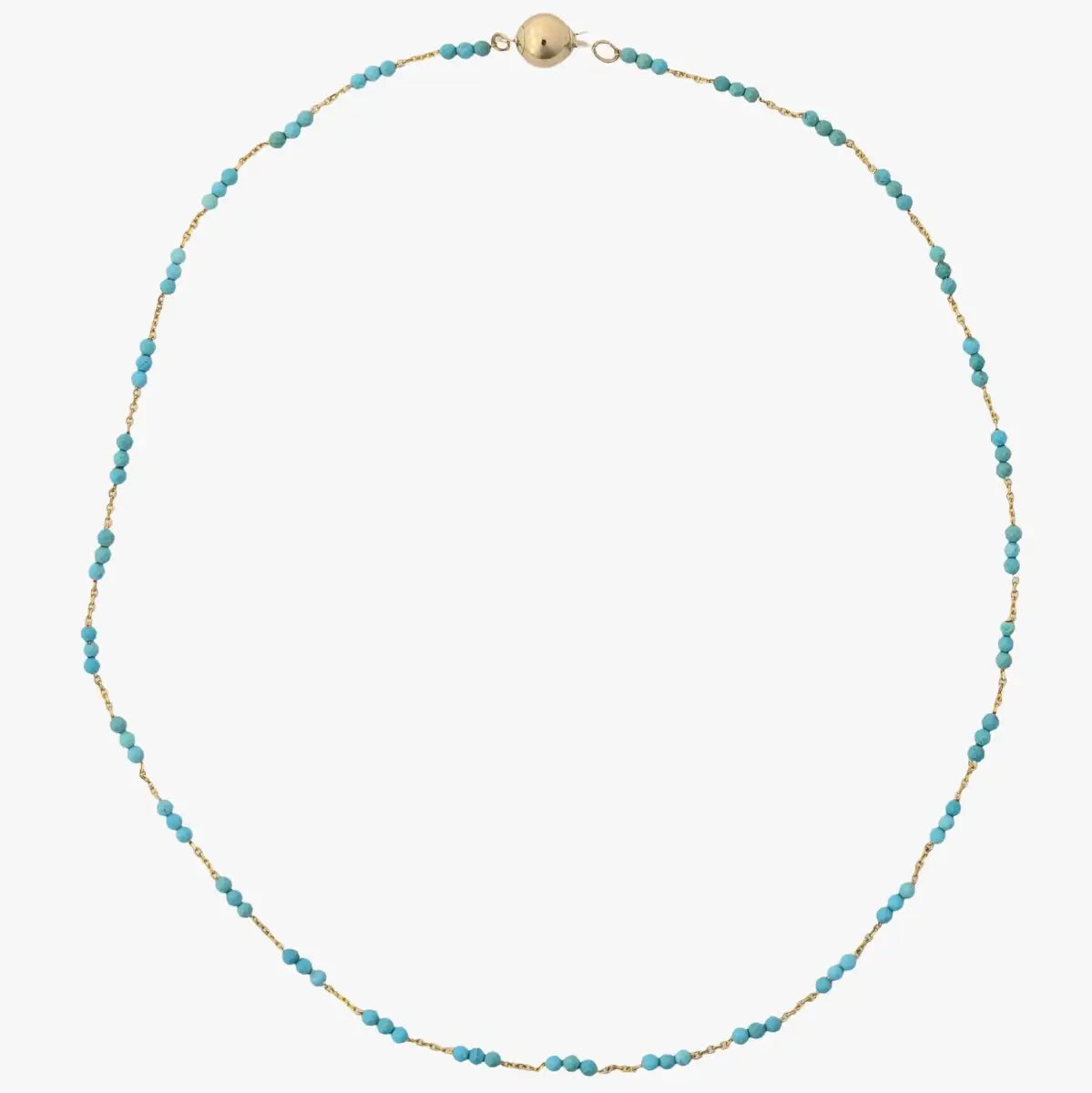 Tiny Arizona Turquoise Beads Gold Chain Station Necklace - Marina Korneev