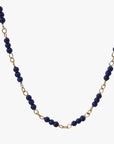 Tiny Lapis Lazuli Beads Gold Chain Station Necklace