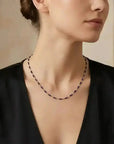 Tiny Lapis Lazuli Beads Gold Chain Station Necklace - Marina Korneev