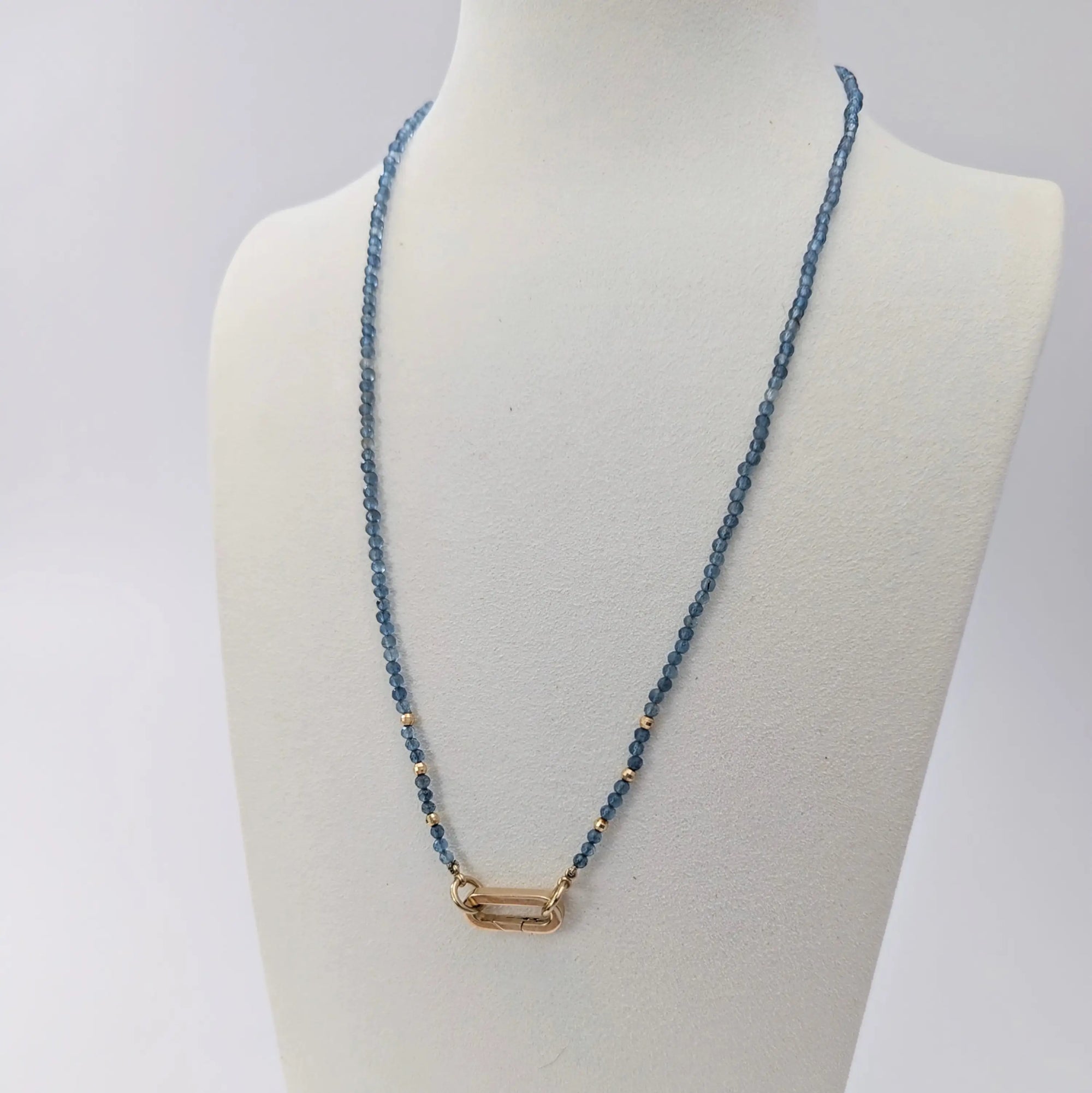Tiny Santa Maria Aquamarine Bead Claspless Necklace - Necklaces