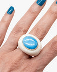 Vintage Walrus Tusk and Turquoise Ring - Marina Korneev