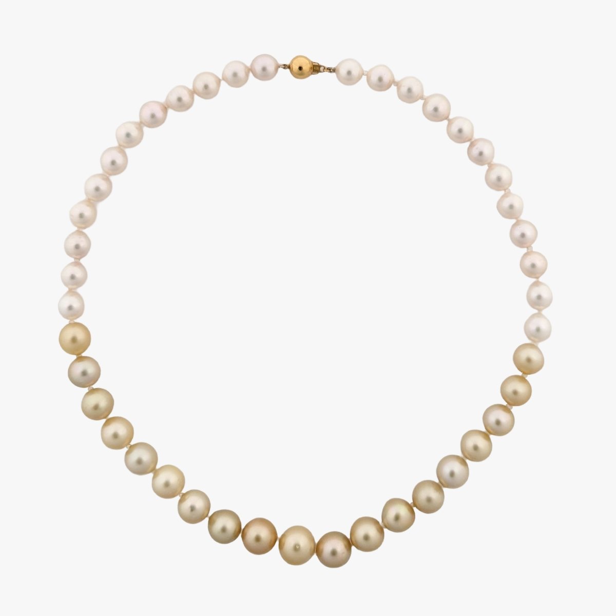 9-13mm Ombre White and Golden South Sea Pearl Necklace