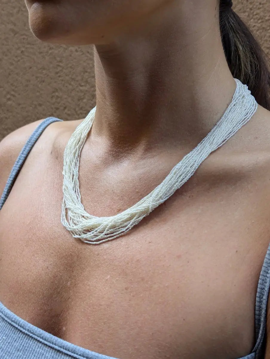 1.0-1.5mm AMAZING Akoya Keshi Multistrand Pearl Necklace