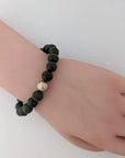 10-11mm Chinese Freshwater Edison Pearl Nephrite Stretch Bracelet - Marina Korneev Fine Pearls