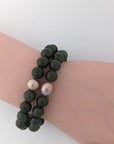 10-11mm Chinese Freshwater Edison Pearl Nephrite Stretch Bracelet - Marina Korneev Fine Pearls