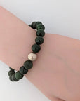 10-11mm Chinese Freshwater Edison Pearl Nephrite Stretch Bracelet - Marina Korneev Fine Pearls