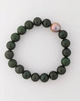 10-11mm Chinese Freshwater Edison Pearl Nephrite Stretch Bracelet - Marina Korneev Fine Pearls