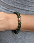 10 - 11mm Chinese Freshwater Edison Pearl Nephrite Stretch Bracelet - Marina Korneev