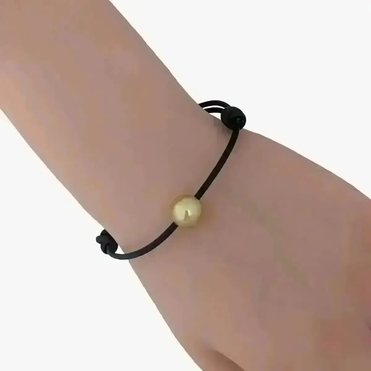 10 - 11mm Golden South Sea Pearl and Leather Cord Adjustable Bracelet - Marina Korneev