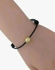 10 - 11mm Golden South Sea Pearl and Leather Cord Adjustable Bracelet - Marina Korneev