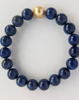 10-11mm Golden South Sea Pearl Lapis Lazuli Stretch Bracelet - Marina Korneev Fine Pearls