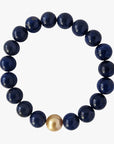 10-11mm Golden South Sea Pearl Lapis Lazuli Stretch Bracelet