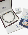 10 - 11mm Golden South Sea Pearl Lapis Lazuli Stretch Bracelet - Marina Korneev