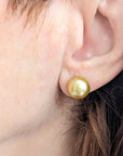 10-11mm Golden South Sea Pearl Stud Earrings
