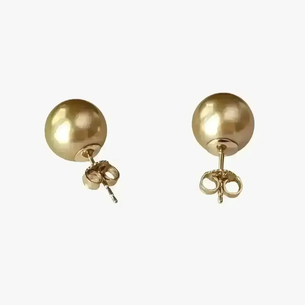 10 - 11mm Golden South Sea Pearl Stud Earrings - Marina Korneev