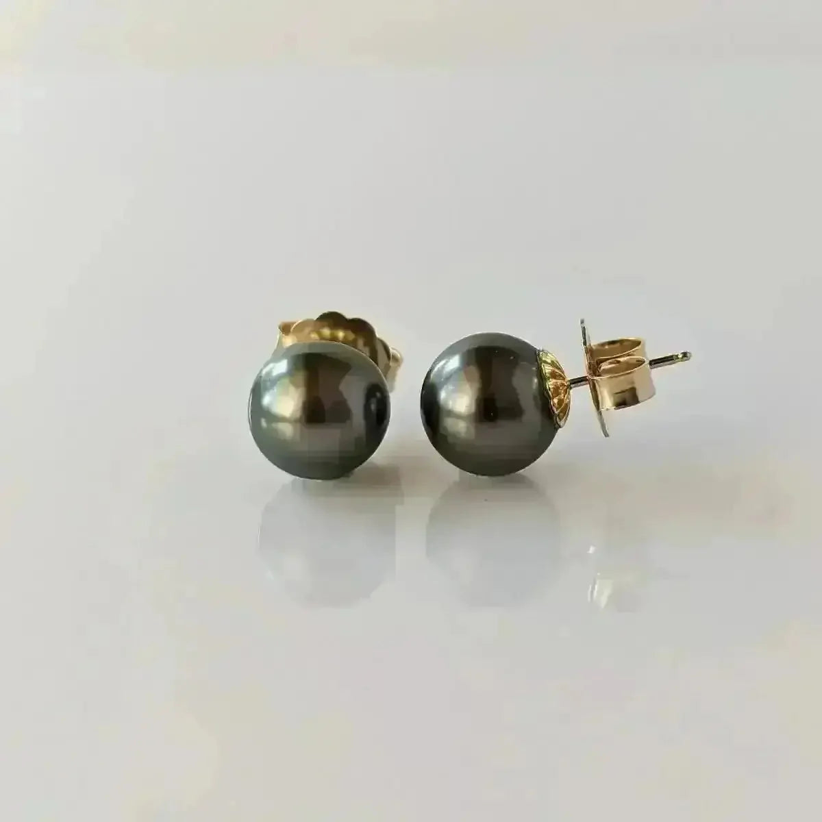 10 - 11mm Gray Tahitian Pearl Stud Earrings - Marina Korneev