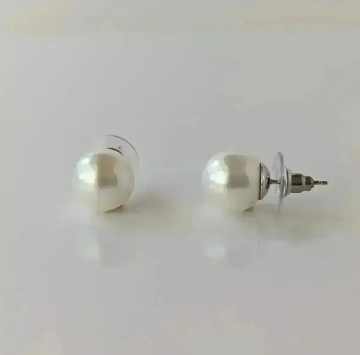 10 - 11mm Silver White South Sea Pearl Stud Earrings - Marina Korneev