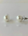 10 - 11mm Silver White South Sea Pearl Stud Earrings - Marina Korneev