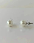10 - 11mm Silver White South Sea Pearl Stud Earrings - Marina Korneev