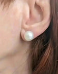 10 - 11mm Silver White South Sea Pearl Stud Earrings - Marina Korneev