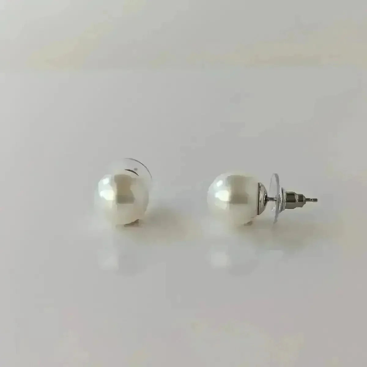 10 - 11mm Silver White South Sea Pearl Stud Earrings - Marina Korneev