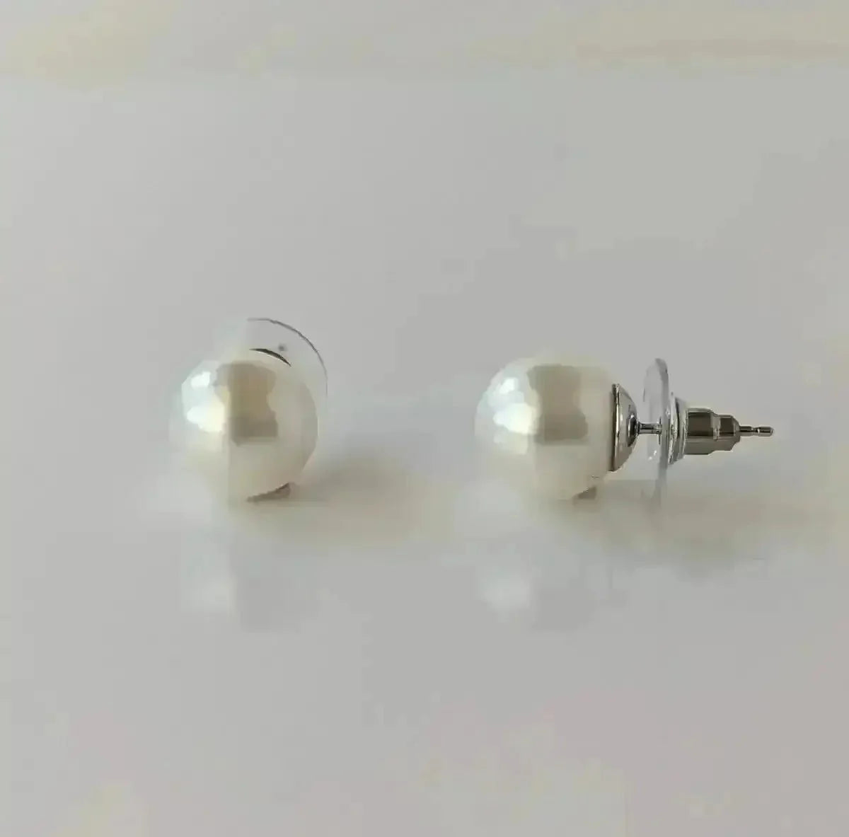 10 - 11mm Silver White South Sea Pearl Stud Earrings - Marina Korneev