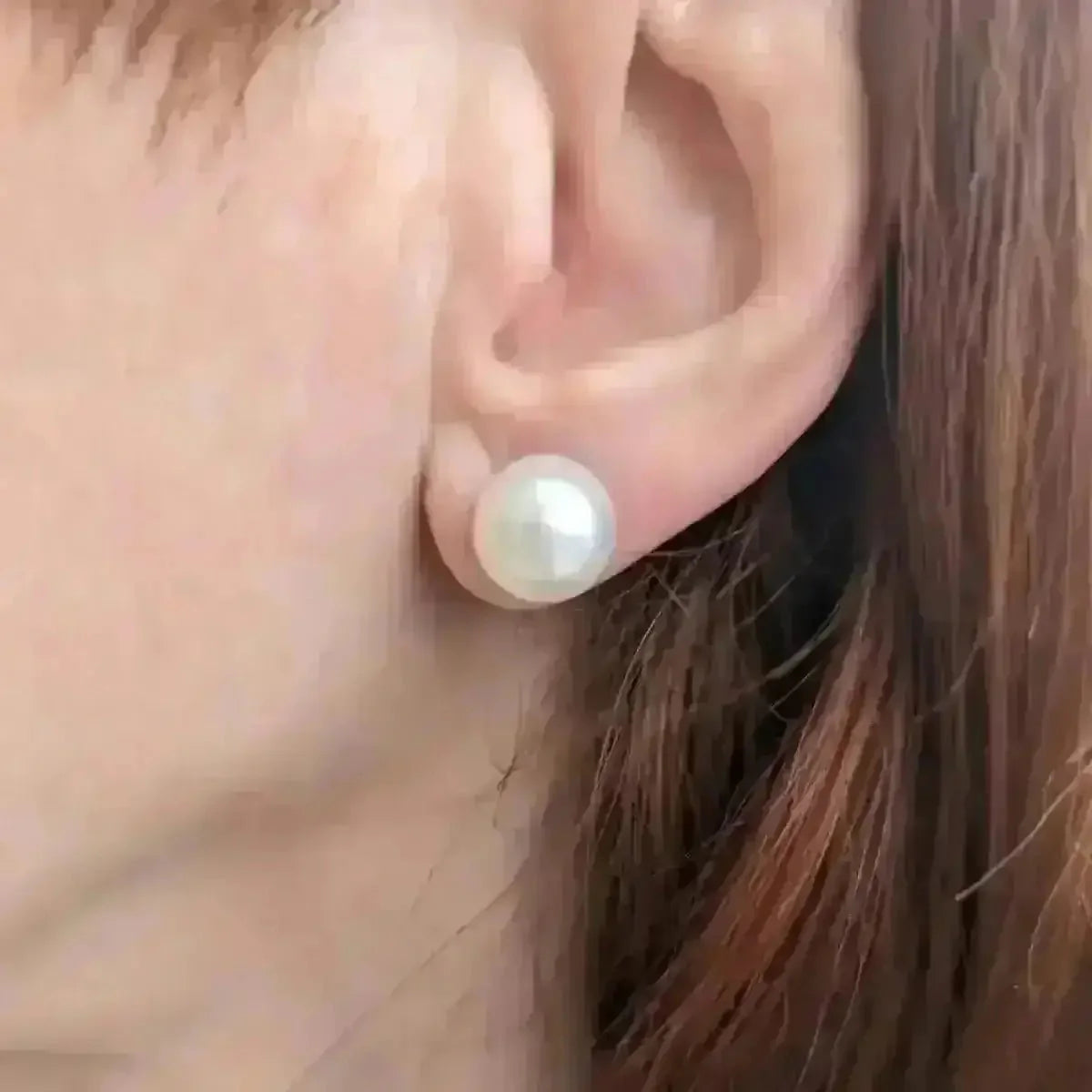 10 - 11mm Silver White South Sea Pearl Stud Earrings - Marina Korneev