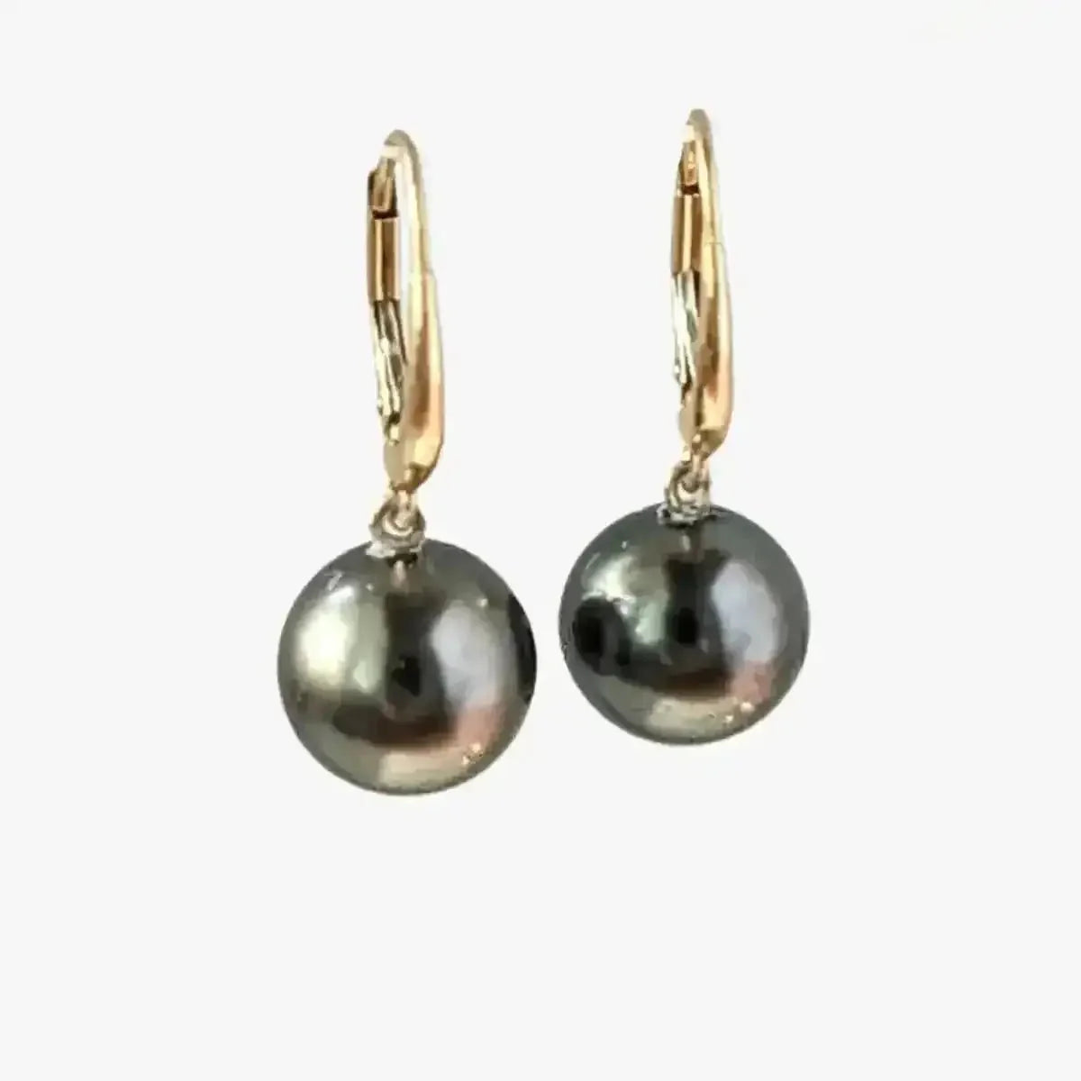 10 - 11mm Tahitian Pearl Dangle Lever - Back Earrings - Marina Korneev
