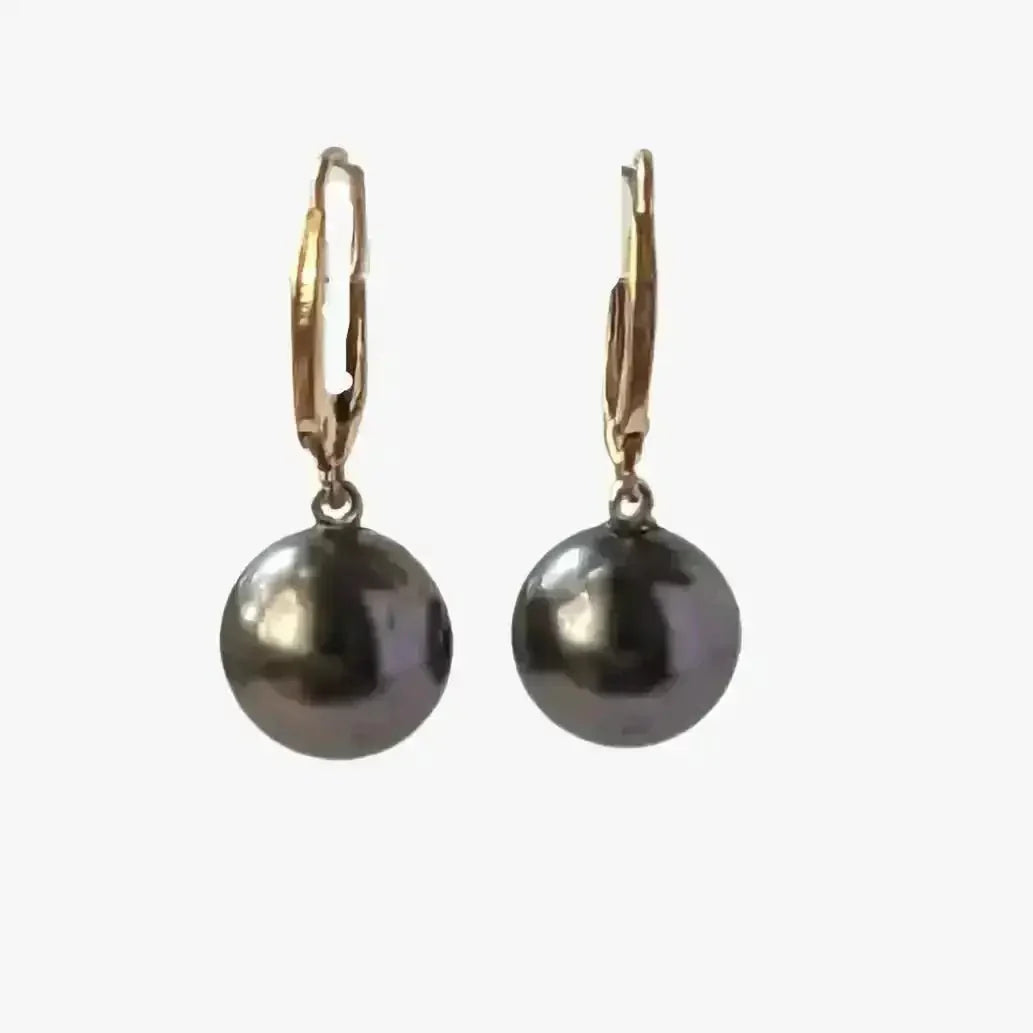 10 - 11mm Tahitian Pearl Dangle Lever - Back Earrings - Marina Korneev