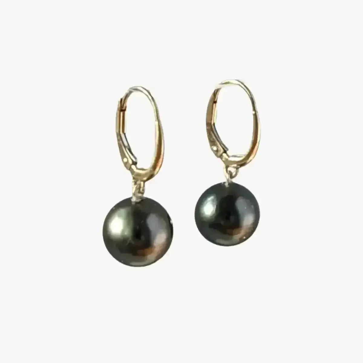 10 - 11mm Tahitian Pearl Dangle Lever - Back Earrings - Marina Korneev