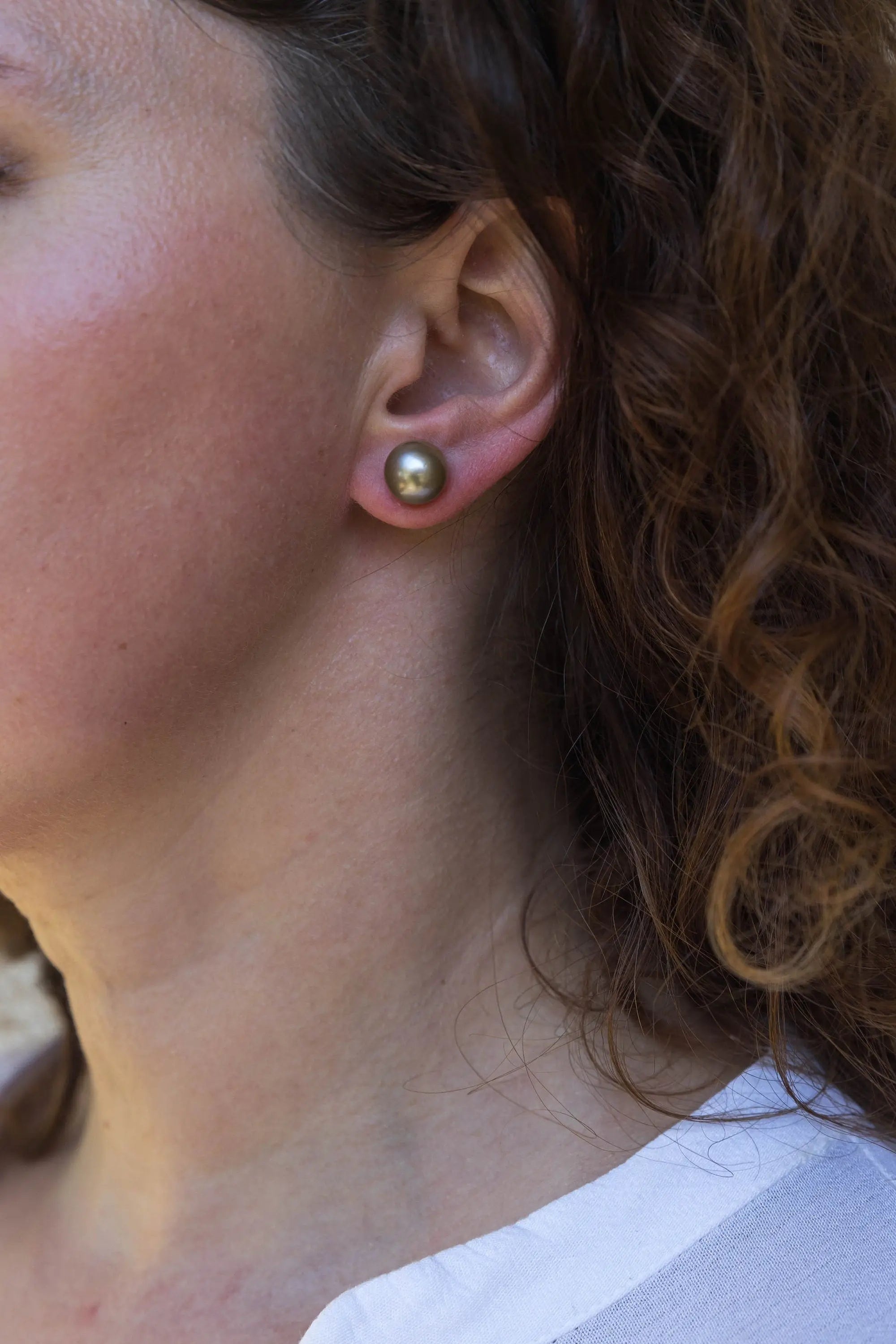 10-11mm Tahitian Pearl Stud Earrings - Marina Korneev