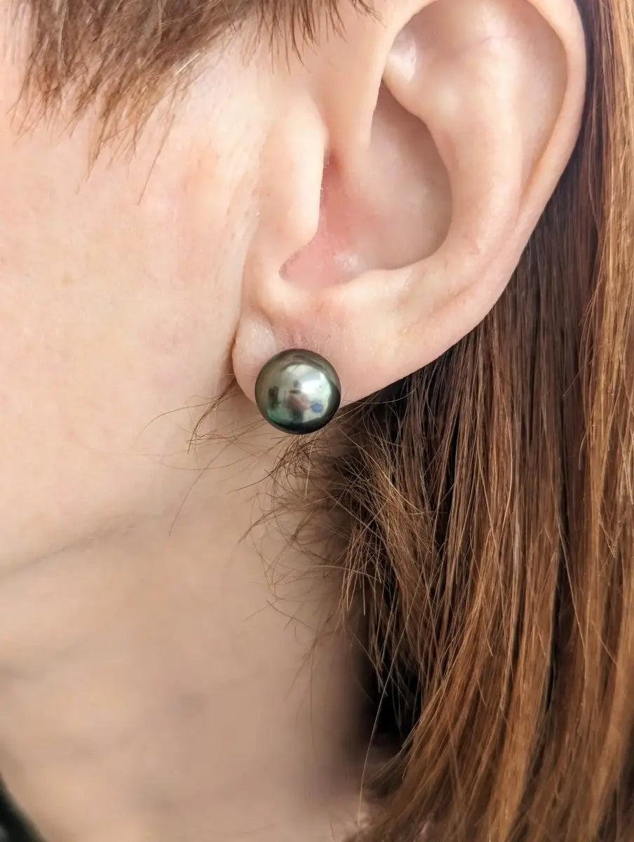 9-10mm Tahitian Pearl Stud Earrings - Marina Korneev Fine Pearls