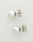 10 - 11mm White South Sea Pearl Stud Earrings White Gold - Marina Korneev