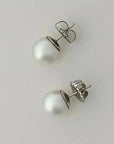 10 - 11mm White South Sea Pearl Stud Earrings White Gold - Marina Korneev