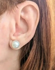 10 - 11mm White South Sea Pearl Stud Earrings - Marina Korneev