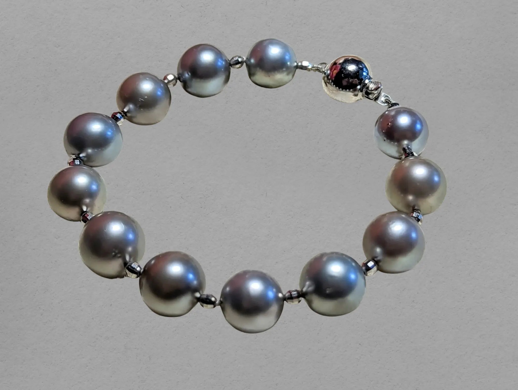 10-12mm Light Pastel Round Tahitian Pearl Bracelet - Marina Pearls