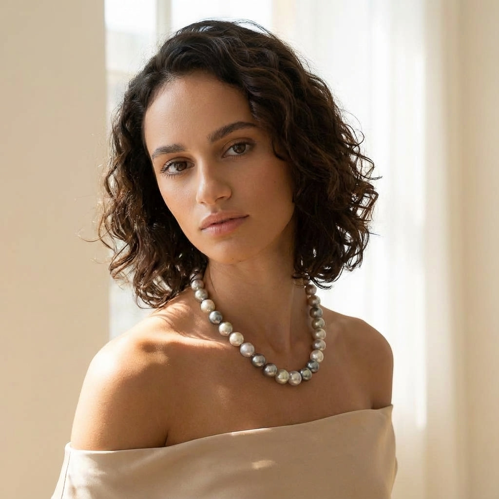 10 - 14mm Pastel Mix Tahitian Pearl Necklace Elegant Strands by Marina Korneev