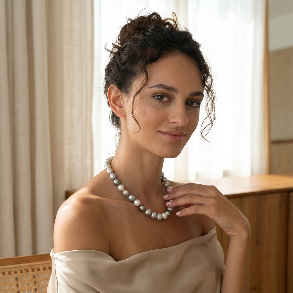 10 - 14mm Pastel Mix Tahitian Pearl Necklace Elegant Strands by Marina Korneev