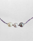 10.5-11.0mm Edison Freshwater Pearls with Amethyst Beads Necklace - Marina Pearls