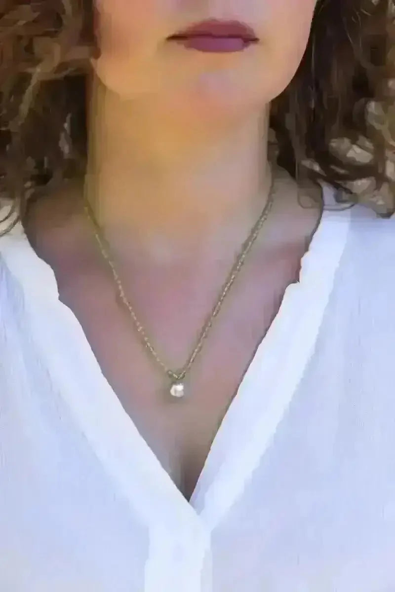 10.0 - 10.5mm Blue Baroque Akoya Pearl and Peridot Necklace - Marina Korneev