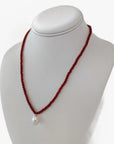 10mm White Freshwater Pearl & Mediterranean Red Coral Necklace - Marina Korneev Fine Pearls