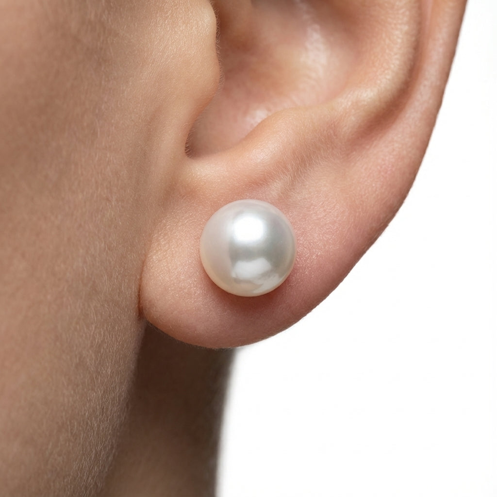 10mm Freshwater Pearl Stud Elegant Earrings by Marina Korneev