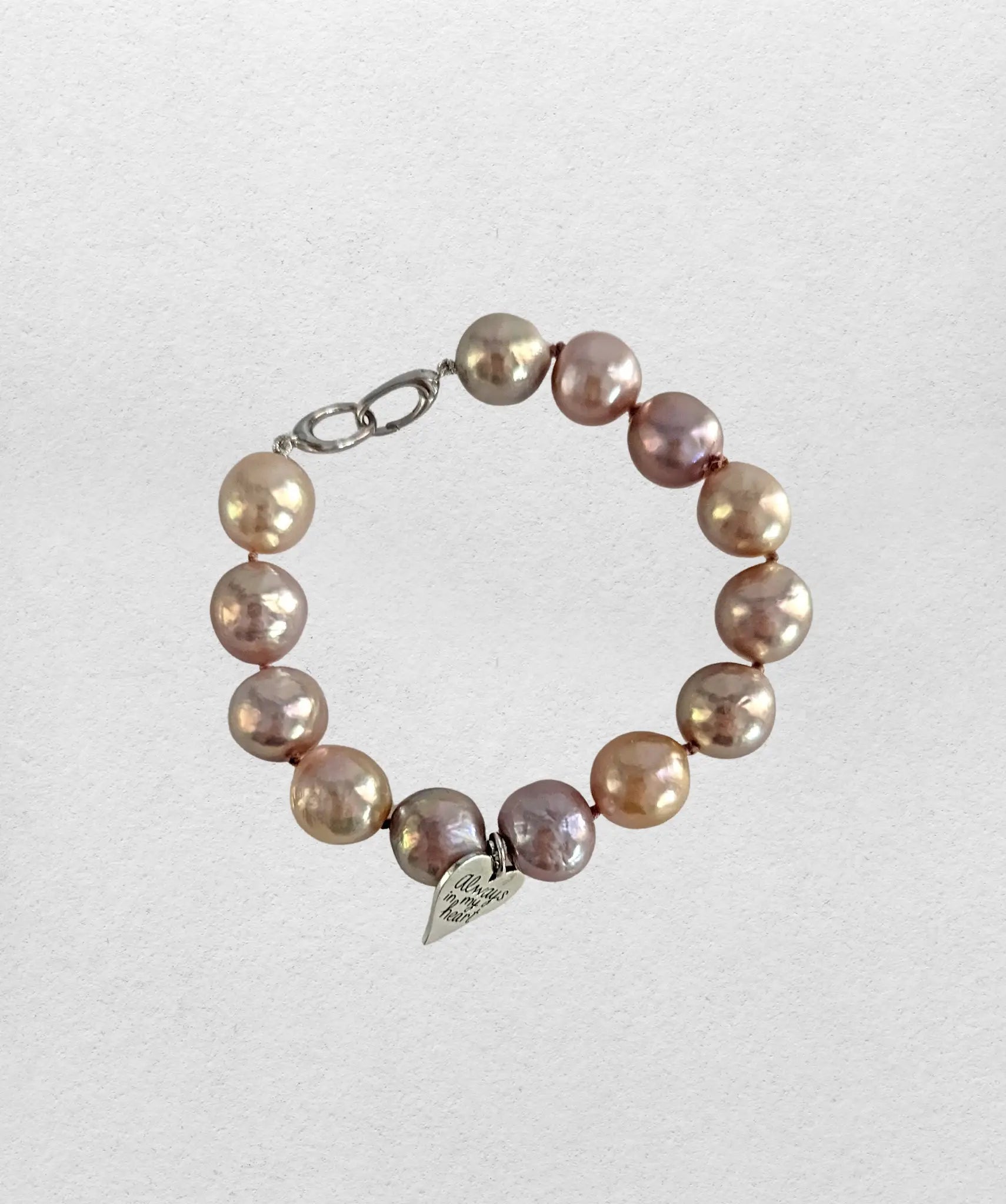 11.0-11.5mm Edison Freshwater Pearl Bracelet with Silver Charm - Marina Pearls