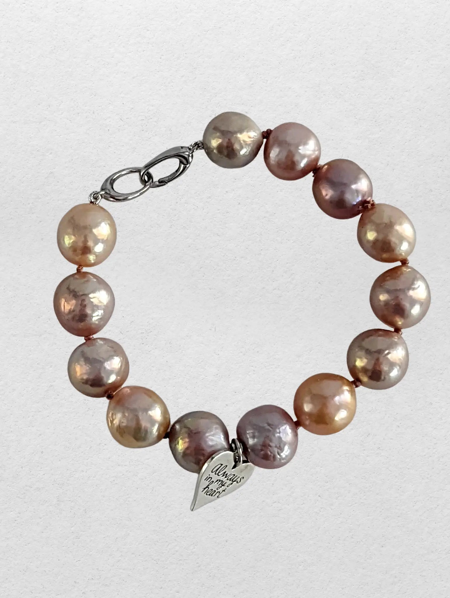 11.0-11.5mm Edison Freshwater Pearl Bracelet with Silver Charm - Marina Pearls