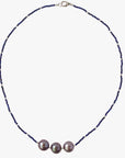 11.0-11.5mm Freshwater Pearl and Lapis Lazuli Necklace - Marina Pearls