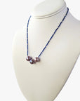 11.0-11.5mm Freshwater Pearl and Lapis Lazuli Necklace - Marina Pearls