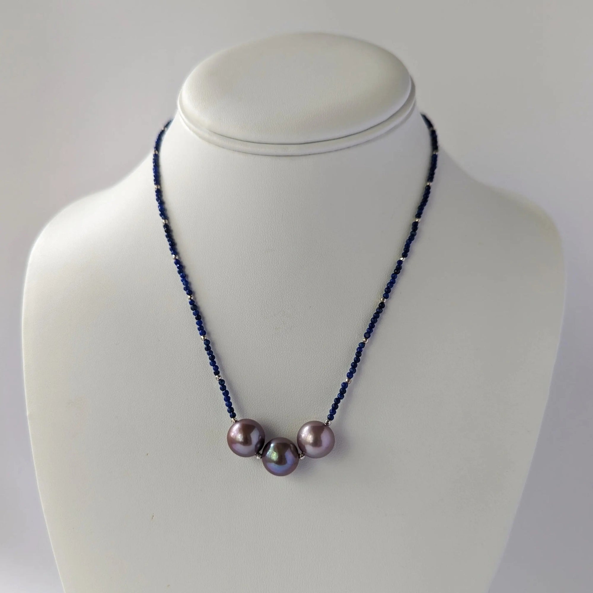 11.0-11.5mm Freshwater Pearl and Lapis Lazuli Necklace