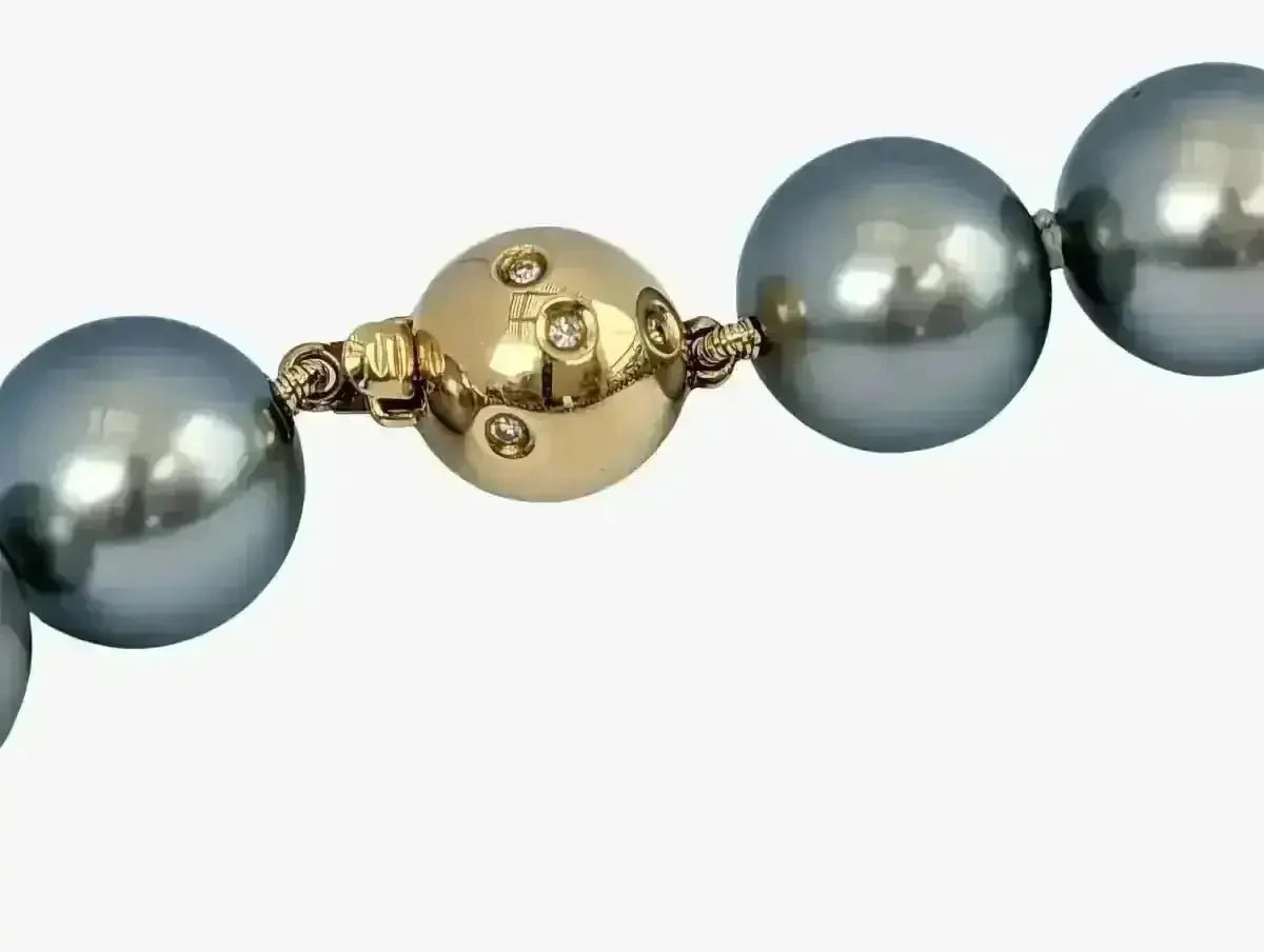 11 - 12mm AMAZING Silver Tahitian Pearl Necklace - Marina Korneev