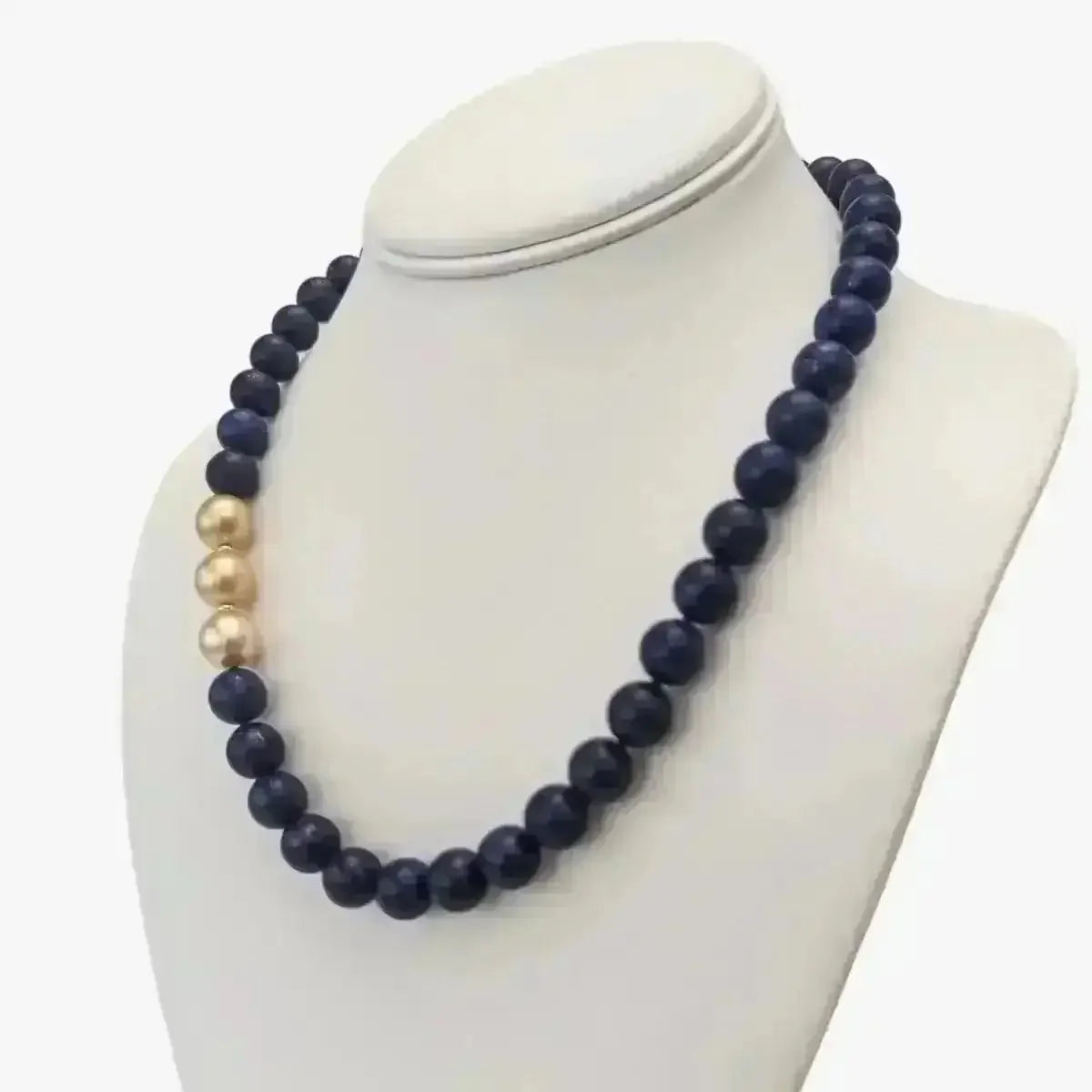 11 - 12mm Golden South Sea Pearl and Lapis Lazuli Necklace - Marina Korneev